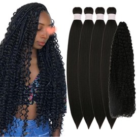 Black Braiding Hair Pre stretched For Boho Braids Hypoallergenic Knotless Boho Hair For Braiding Synthetic Pre stretched EZ Braids