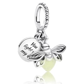 Glow in the Dark Fireflies Charm for Bracelets Necklaces,925 Sterling Silver Beads with Jewelry Gift for Women Girls Family & Friends at Christmas