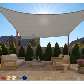 GORILLA GRIP Heavy Duty Sun Shade, UV Protection Fade Tear and Rust Resistant Rectangle Sunshade Canopy, Curved Edges Blocks Sunlight, Breathable Sail, Outdoor Patio, Lawn Garden 12x16 FT Gray