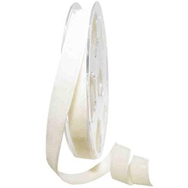 Morex Ribbon 01416/7-607 Double Face Velvet Ribbon, Bridal White