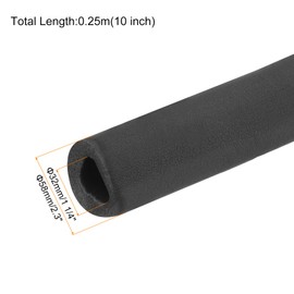 QUARKZMAN Pipe Insulation Foam 32 mm ID 58 mm OD 0.25 m Long Non-Slip Foam Hose for Grip Support Cover Bicycle Grips Pipe Insulation Handlebar Grips Heating, Black