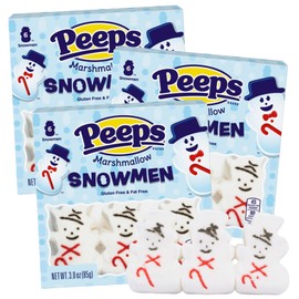 Limited Edition Christmas Snowman Peeps, Soft and Chewy Holiday Marshmallow Candies, Stocking Stuffer Candy Gifts, 3 Ounces, 6 Count (Pack of 3)