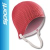 Sporti Bubble Swim Cap with Chin Strap (Red)