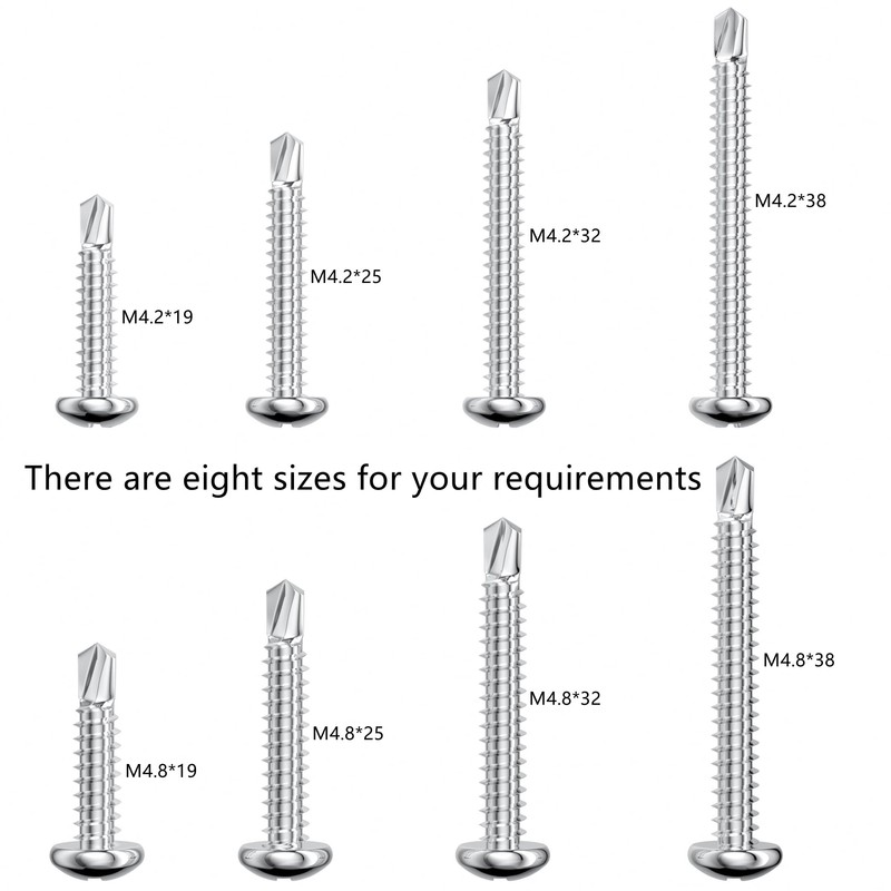 50 PCS Stainless Steel Round Head Drilling Self Tapping Screws