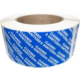 Blue Cleaned and Sanitized Tamper Evident Seals, 2 x 4 Inch, 500 Total Labels