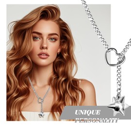 Laralily Slip Chain, Heart Slip Chain, Choke Chain Women, Comes with a Storage Bag, Fashionable and Versatile, Unisex, Suitable for Daily Travel, Friends Party, Romantic Date, Stainless Steel