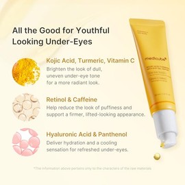 medicube Eye Serum with Kojic Acid Turmeric | All-Day Brightening Eye Gel Serum | Refreshing Eye Care with Vitamin C, Retinol & Caffeine | Hydrating &