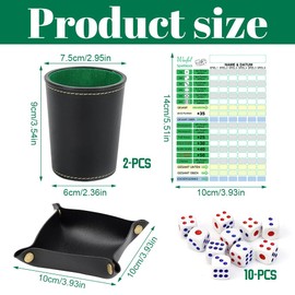 KBIBCK Würfel Spiel Set, Würfelbecher mit 10 Würfeln Kniffelblock DIN A6 Knobelbecher Leder mit Kniffel Würfel und Würfelbretter für Yahtzee Liar's Dice Sic BO, Würfelspiel für Familie und Freunde
