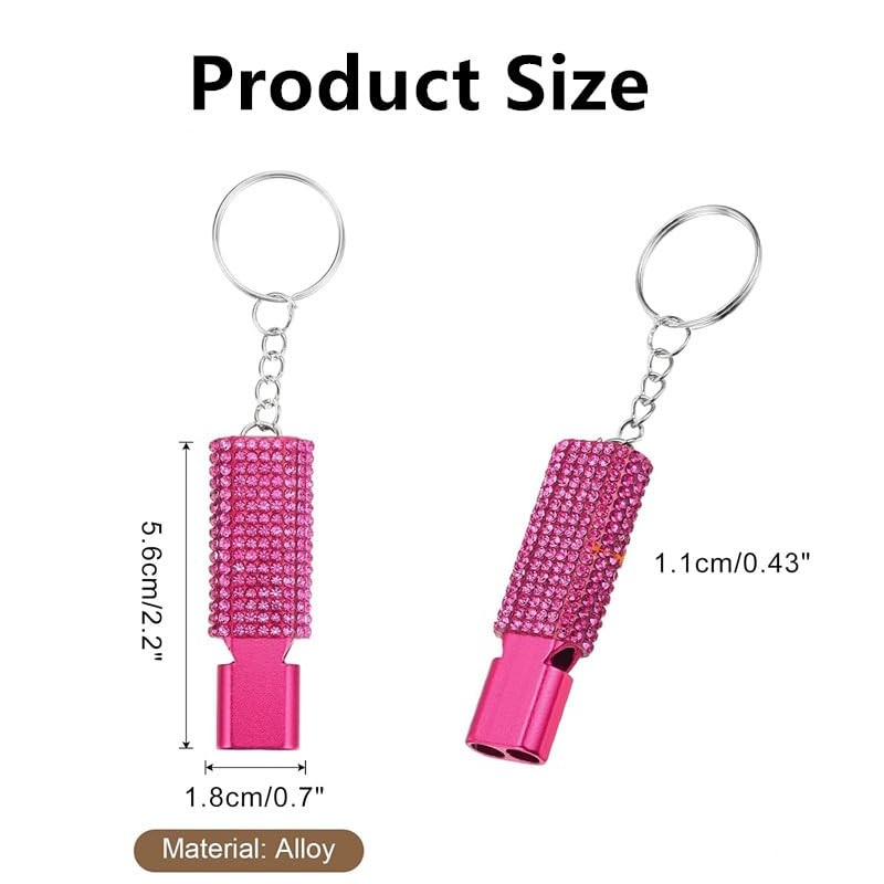 Bling Safety Survival Whistles, 2Pcs Bling Emergency Whistles with Keychain