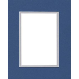 16x20 Double Acid Free White Core Picture Mats Cut for 11x14 Pictures in Royal Blue and Nantucket Grey