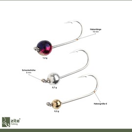 Zite Fishing Micro Tungsten Jig Heads with Trout Hooks - Ultra Light Tungsten Beads 0.3-1.2g Mounted 27 Piece Set - Neon or Metallic - Tungsten Fishing Hooks in Size 6 (Metallic)