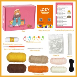 RoseFlower Crochet Kit for Beginners, Crochets Starter Kits with Step-by-Step Video Tutorials, DIY Craft Knitting Crochet Animals Set for Adult - 2 Pack Chicken Sheep