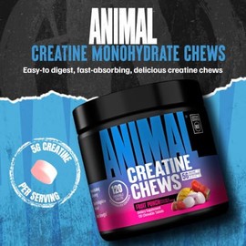 Animal Creatine Chews Tablets - Enhanced Creatine Monohydrate with AstraGin to Improve Absorption, Sea Salt for Added Pumps, Delicious and Convenient 