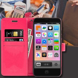HGJTFANY Wallet Case for Oukitel C1 (6.52 Inches) with Tempered Glass Film, Premium Leather Flip Case, Stand Function, Protective Case, Soft TPU Lining Case for Oukitel C1 - Rose Red