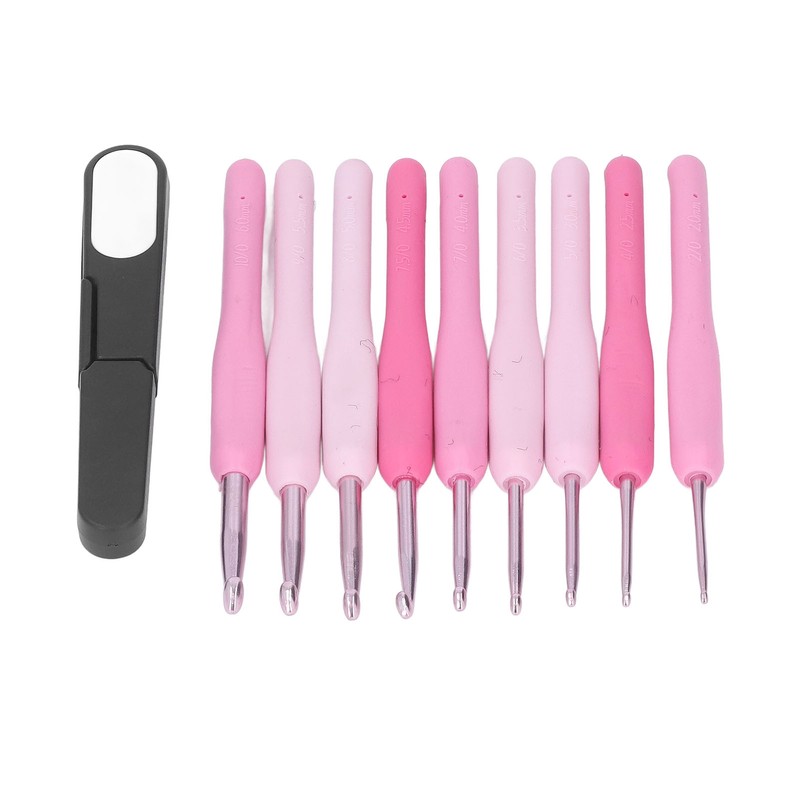 9Pcs Crochet Hooks Anti Slip Ergonomic Design Lightweight Portable Crochet