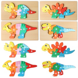 lankatt Montessori Jigsaw Toys - Set de 4, Montessori Jigsaw Puzzle Kids Toys, Puzzles de Dinosaurios con Números, Puzzles Educativos, Puzzles de Regalo para Niños y Niñas