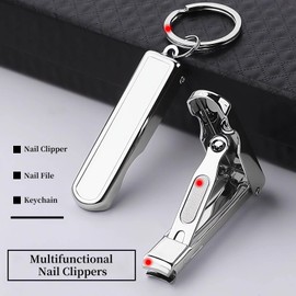 Folding Nail Clippers Portable Nail Clippers with File, Ultra Sharp, Travel Size, Keychain Clippers Set (B)