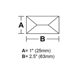1" x 2.5" Beveled Glass Peaked Rectangle - 10 Pieces