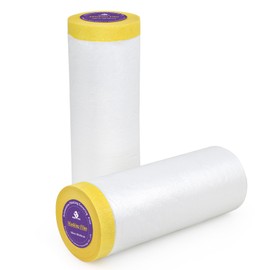 BOMEI PACK Pre-Taped Masking Film, 59inch x 66Feet Tape and Drape for Automotive Painting Covering, Two Rolls, Total 132Feet