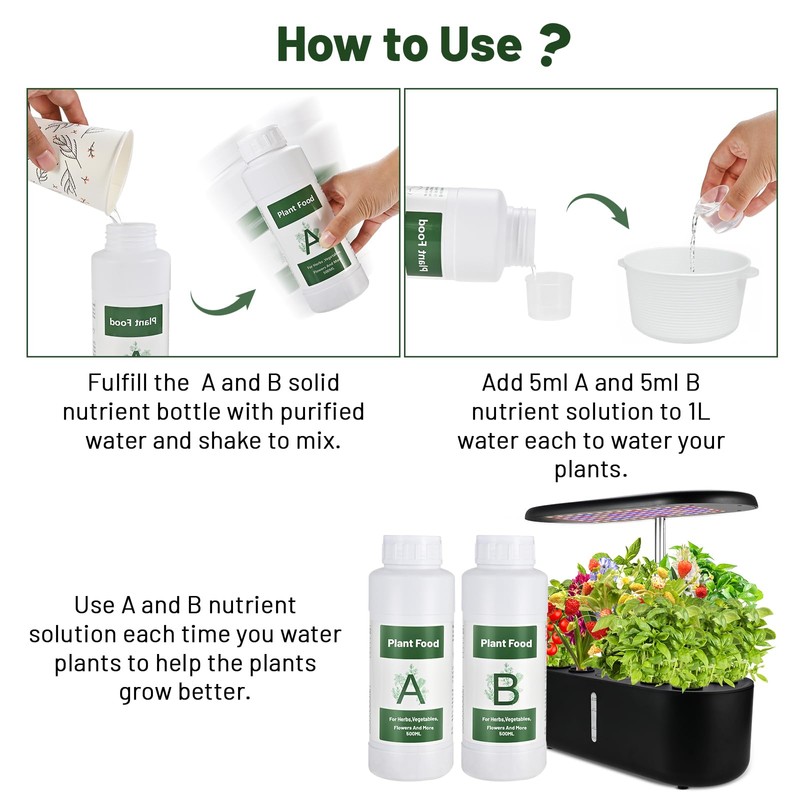 Tigvio 1000ml Hydroponic Nutrients A&B for Aerogarden Plant Food with