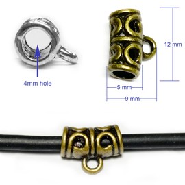 Brass Bail Tube Beads Charm Holder European Bead Spacer Bail Bead Charm Spacers for Bracelets Pendants for Jewelry Making Dangling Charms for Bracelets for Jewelry Making Supplies 85pcs