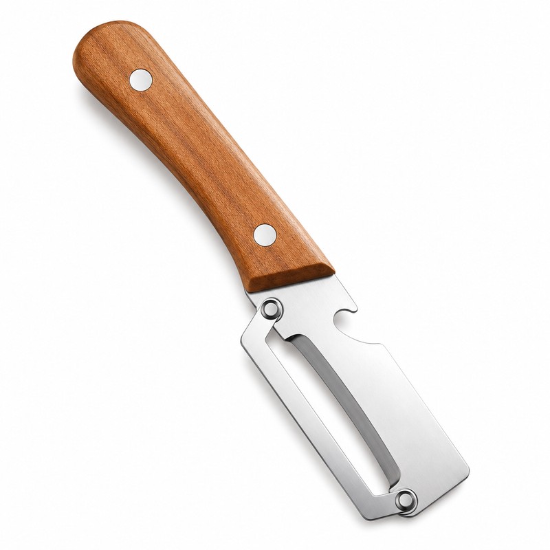Stainless Steel Vegetable Peeler with Wooden Handle – 2-in-1 Kitchen