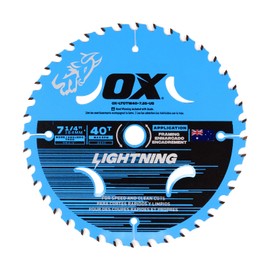 OX Tools Lightning 7-1/4" Circular Saw Blade for Framing - 184mm 40 Tooth & 5/8" Bore Carbide Tipped M9 Grade Construction - Circular Saw Blades Made in Australia for Wood Cutting - OX-LTCTW40-7.25-US