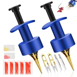 GZLFH Pack of 2 Bloodworm Clips, 1000 Micro Bait Elastic Rings and 2 Tweezers 2 Scissors for Earthworm Bloodworm Bait Tool for Pellet Fixation