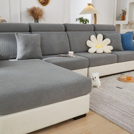 Disayu Disayu Magic Sofa Covers Couch Covers 2024 New Couch Cushion Covers Universal Sofa Covers Washable Stretch Slipcovers for Sectional Sofa (Texture Gray,Large Single Seat Cover)