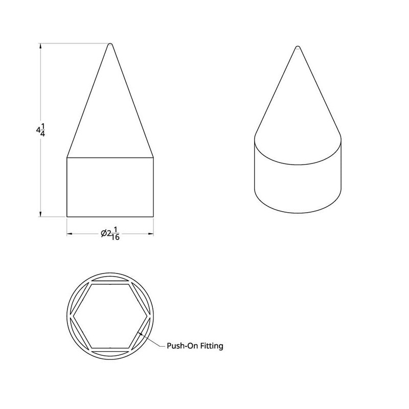 1-1/2" x 4-1/8" Chrome Plastic Spike Nut Cover - Push-On