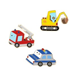 3 Pcs Car Brooch Pins Excavator Police Car Fire Truck Enamel Brooch Lapel Pin Cute Cartoon Badge for Kids Boys Girls T-Shirt Bags Backpack Accessories Gift