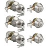 BESTTEN 3 Pack Keyed Alike Exterior Door Knobs and Single