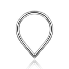 G23 Titanium Nose Rings for Sensitive Skin, 16G Septum Clicker Nose Ring, Teardrop Double Triple Nose Ring 6 mm 8 mm 10 mm 12 mm, Titanium