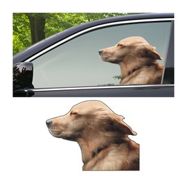 BESULEN Car Side Window Sticker, Left Side Golden Retriever Dog Sticker, PET Glass Decor Window Cling, Perforated Funny Car Window Decal, Car Accessories Decoration for Note Book, Window (Left)