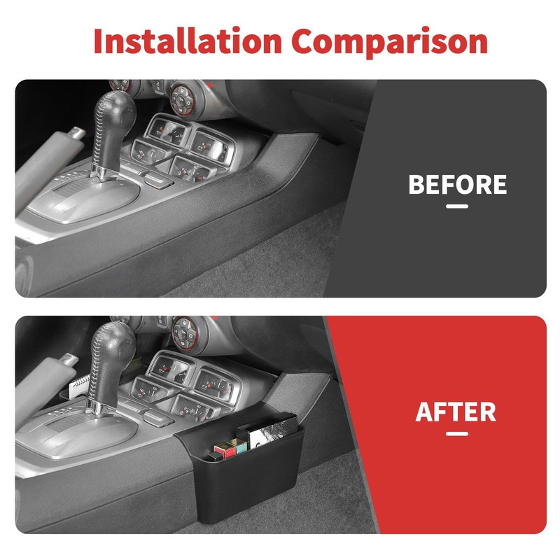 SQQP Gear Shifter Console Side Storage Box Compatible with 2010-2015