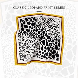 LumiSyne Silk Scarf Women's Square Scarf Love Leopard Pattern Lightweight Soft Square Scarf Bandana Headpiece Neckerchief Hairband, Yellow Black Leopard
