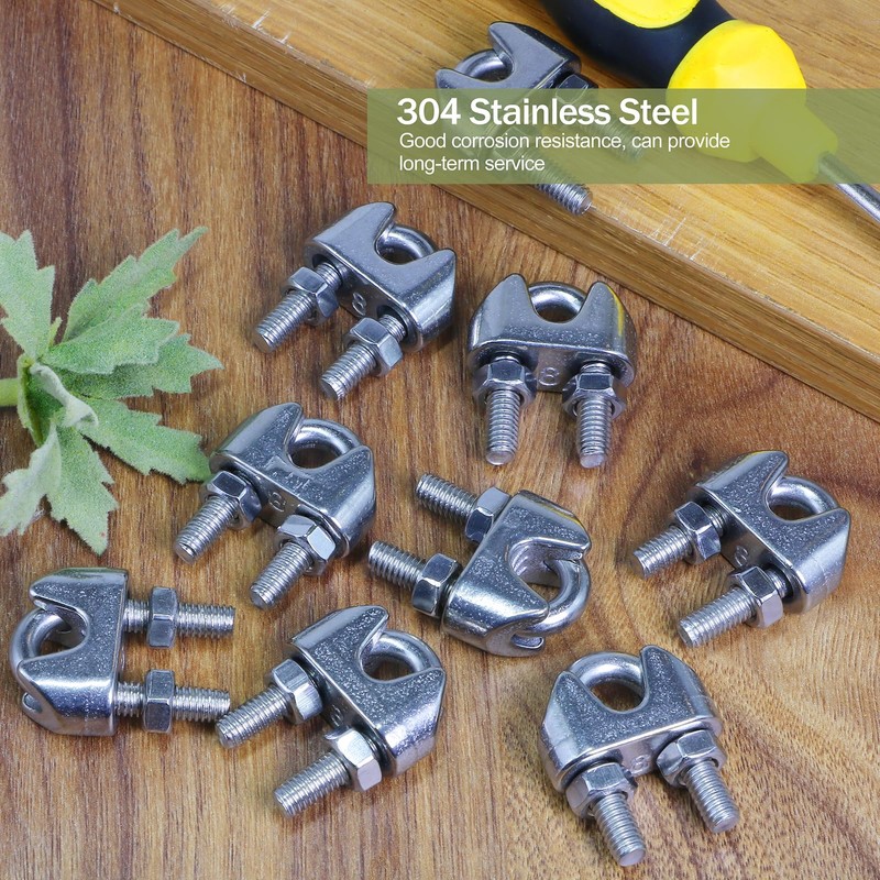 Jamiikury 12pcs M8 Wire Rope Clamp, 5/16 inch Cable Clamps