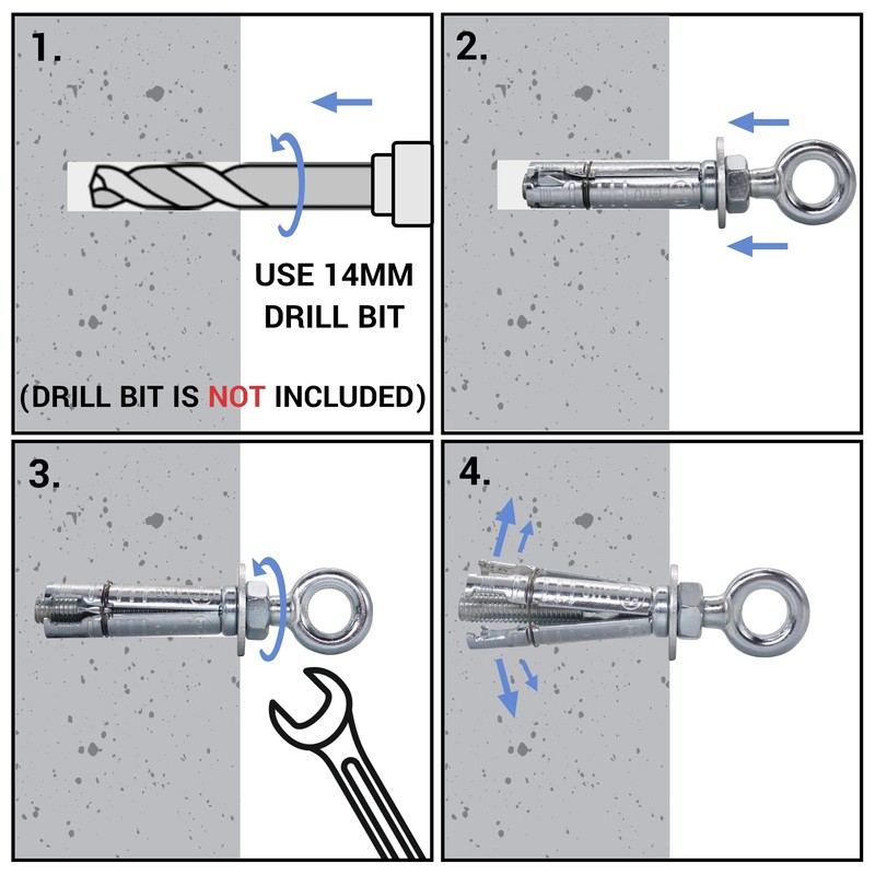 SKIR'CO (Pack of 2) Eye Bolt Shield Anchor M8, Expansion