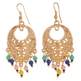 Sunsoul By Touchstone Indian Bollywood Fresh Fashion Traditional Workmanship Multicolor Glass Beads Hangings Designer Jewelry Chandelier Earrings In Antique Gold Tone For Women.