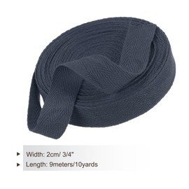 Boxonly Cotton Twill Tape 3/4 Inch 10 Yards Cotton Ribbon Bias Binding Tape Herringbone Webbing Trim for Sewing Gift Wrapping Craft DIY Dark Blue