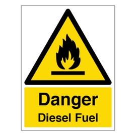 V Safety Danger Diesel Fuel Warning - Portrait 150 x 200mm - 1mm Rigid Plastic Safety Sign