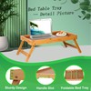 Asuthzon Bed Tray Table for Eating with Folding Legs, Bamboo