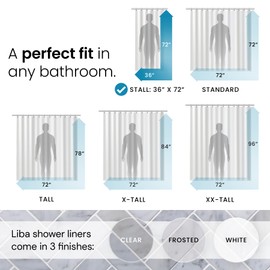 LiBa Bathroom Shower Curtain - Waterproof Plastic Shower Curtain Premium PEVA Non-Toxic with Rust Proof Grommets Clear 8G Heavy Duty Bathroom Accessories 36x72