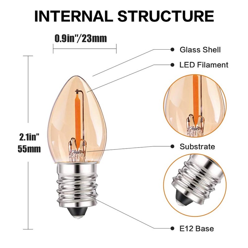 Tsunetani-C7 Edison 0.5W Equivalent to 5 Watt Incandescent LED Filament
