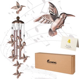 SIGOWING Hummingbird Wind Chimes for Outside - 32.3"H Metal Wind Chime with Harmonic Tones, Gifts for Women, Men, Grandma, Memorial, Sympathy, Windchimes for Indoor/Outdoor, Garden, Patio, Ranch Decor