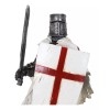 Templar White Cloak Medieval Crusader Swordsman Knight W/ Cross Shield
