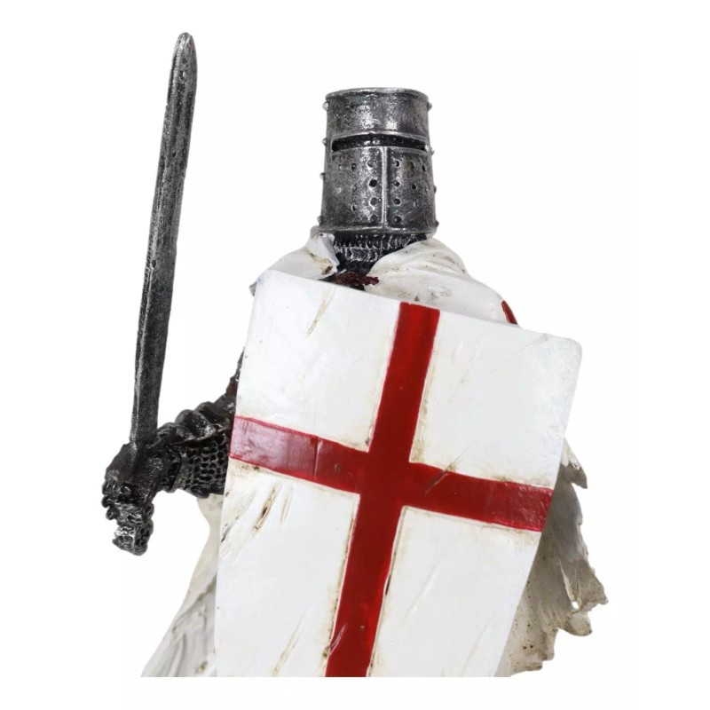 Templar White Cloak Medieval Crusader Swordsman Knight W/ Cross Shield