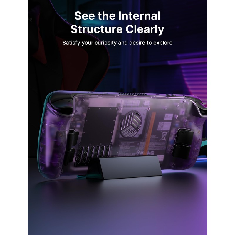 JSAUX Transparent Back Plate Compatible with Steam Deck OLED/LCD, DIY