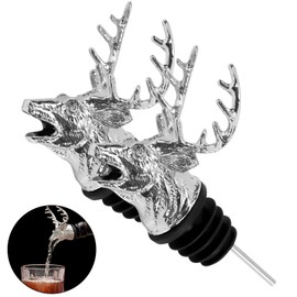 shockassist 2 Pieces Deer Head Wine Pourer Stainless Steel Wine Pourer for Wine Bottles, Oil Bottles and Spice Bottles, Improve Taste, Wine Lovers and Christmas - Silver