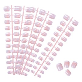 Dokpav 120 Pcs French Fake Nails, 12 Sizes Square False Nails Full Cover Artificial Fingernails Kit Gradient Nude Short Press on Nails Pink White Coffin Fake Nails for Nail Art Salon DIY Decoration